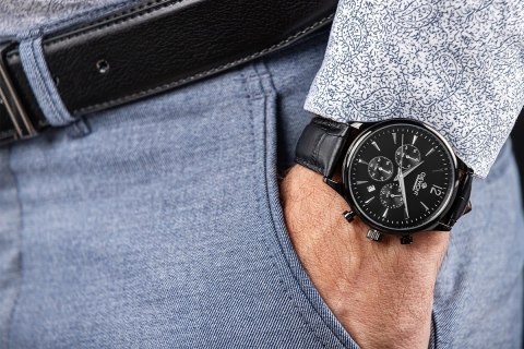 Zegarek Męski Giewont Chronograph Sapphire Czarny GW6310-A1