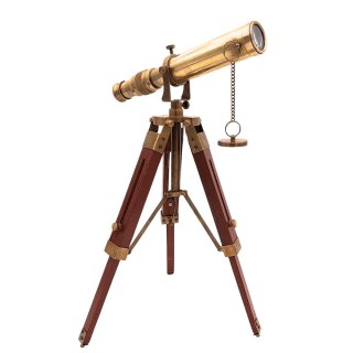 Luneta Mosiężna Retro na Trójnogu Drewnianym - Regulowana Wysokość - SR010
