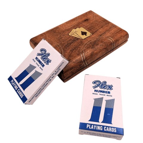 Zestaw 2 Talii Kart w Drewnianym Pudełku - Elegancki Prezent - Vintage - DNU-2791