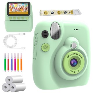 Aparat fotograficzny cyfrowy natychmiastowy 16x 128GB wkłady mazaki zielony