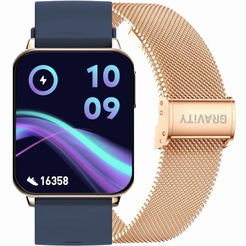 Smartwatch Gravity Różowe Złoto Granatowy 2 Paski GT17-2