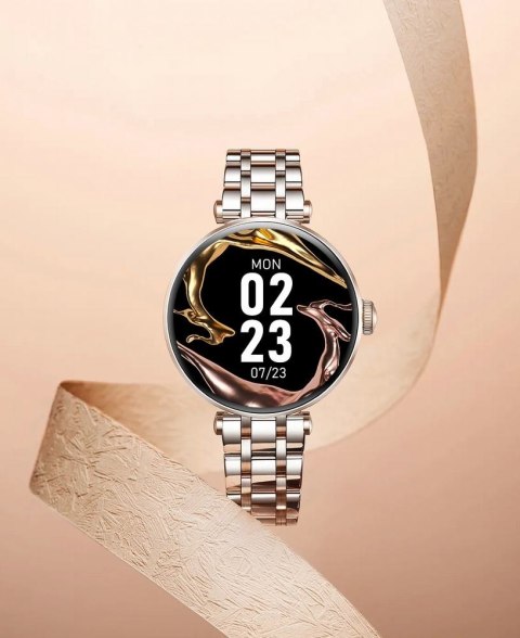 Smartwatch Gravity Różowe Złoto-srebrny Różowy 2 Paski GT26-4