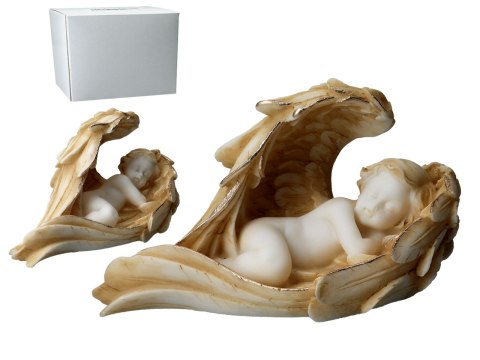 Aniołek śpiący w skrzydłach - alabaster grecki