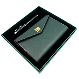Elegancki Zestaw Upominkowy - Notes Skórzany z Długopisem w Pudełku Prezentowym - Premium - EE8