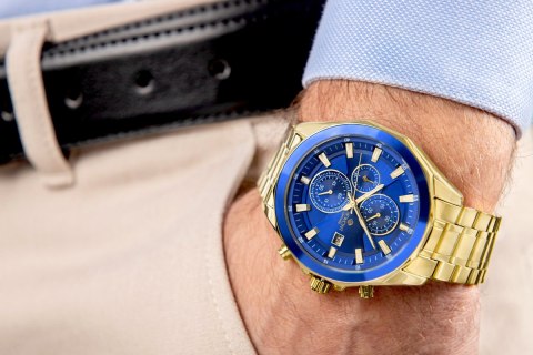 Zegarek Męski Giewont Chronograph Sapphire Złoty niebieski GW7290-B6