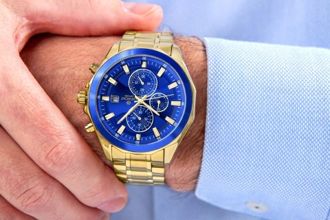 Zegarek Męski Giewont Chronograph Sapphire Złoty niebieski GW7290-B6