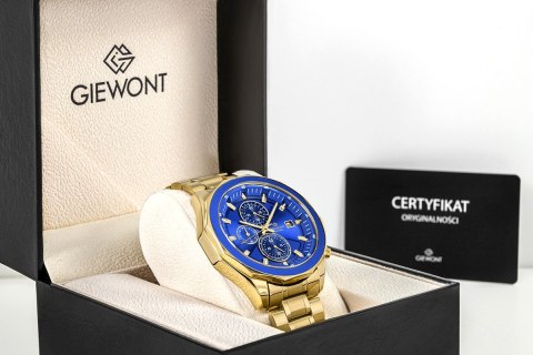 Zegarek Męski Giewont Chronograph Sapphire Złoty niebieski GW7290-B6