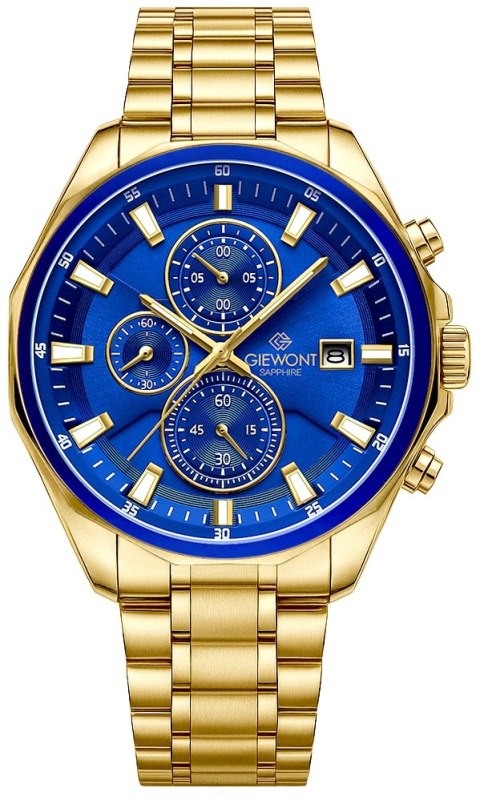 Zegarek Giewont Chronograph Sapphire Złoty niebieski GW7290