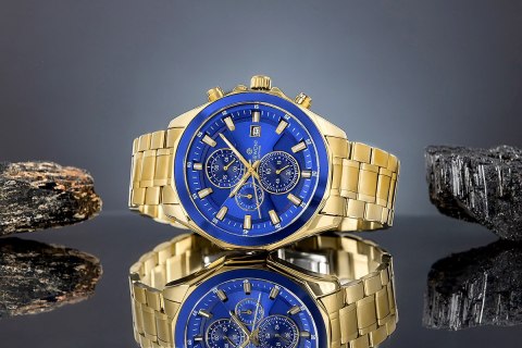 Zegarek Giewont Chronograph Sapphire Złoty niebieski GW7290